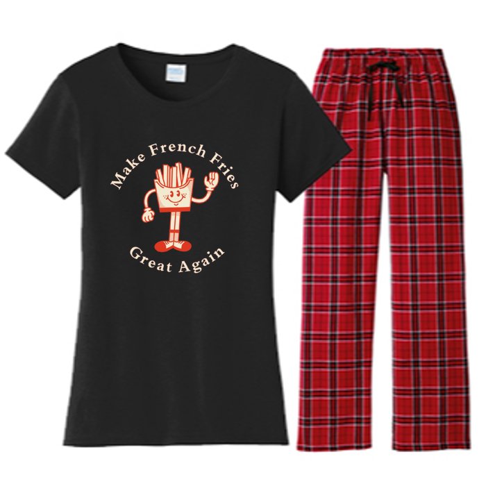 Funny Conservative Donald Trump Make French Fries Great Again Women's Flannel Pajama Set