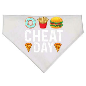 Funny Cheat Day Outfit Donuts Fries Pizza And Hamburger Gift USA-Made Doggie Bandana