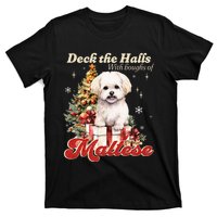 Funny Cute Deck The Halls With Boughs Of Maltese T-Shirt