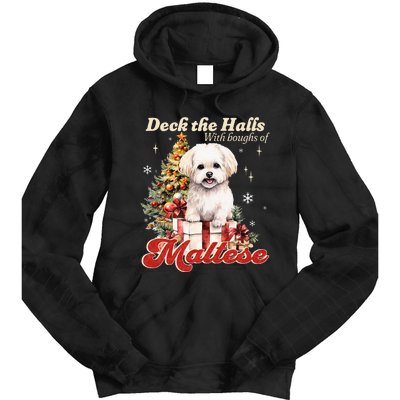 Funny Cute Deck The Halls With Boughs Of Maltese Tie Dye Hoodie