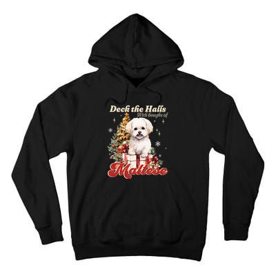 Funny Cute Deck The Halls With Boughs Of Maltese Tall Hoodie