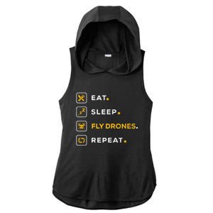 Funny Christmas Drones Gift Eat Sleep Fly Drones Meaningful Gift Ladies PosiCharge Tri-Blend Wicking Draft Hoodie Tank