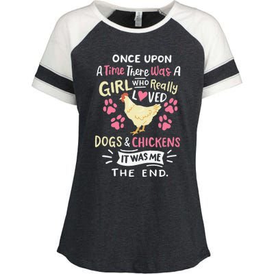 Funny Chicken Dog Lover For Women Farmer Enza Ladies Jersey Colorblock Tee