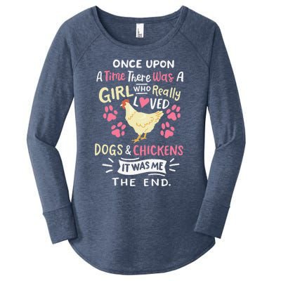 Funny Chicken Dog Lover For Women Farmer Women's Perfect Tri Tunic Long Sleeve Shirt