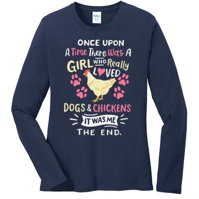 Funny Chicken Dog Lover For Women Farmer Ladies Long Sleeve Shirt