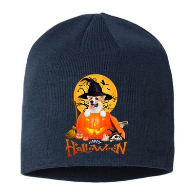 Funny Corgi Dog Spooky Halloween Sustainable Beanie
