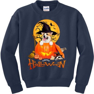 Funny Corgi Dog Spooky Halloween Kids Sweatshirt