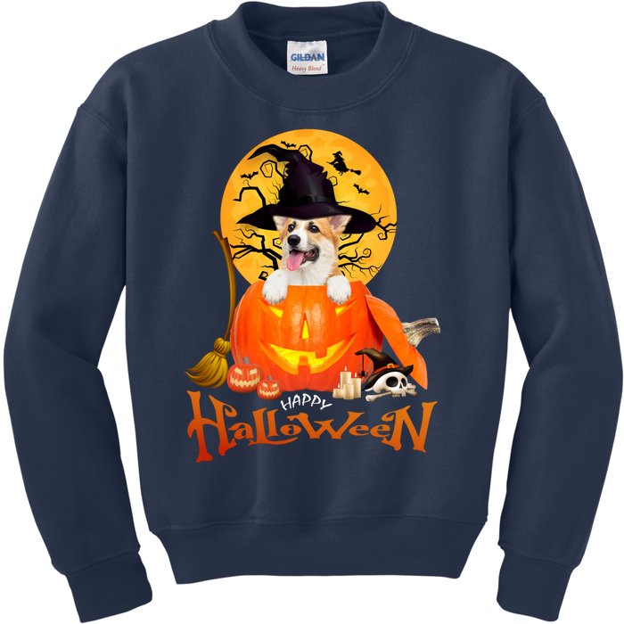 Funny Corgi Dog Spooky Halloween Kids Sweatshirt