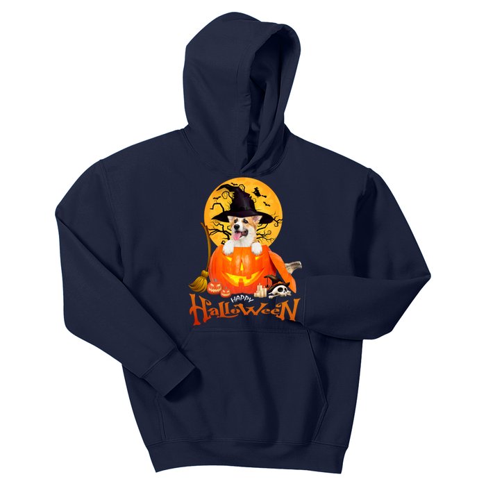 Funny Corgi Dog Spooky Halloween Kids Hoodie