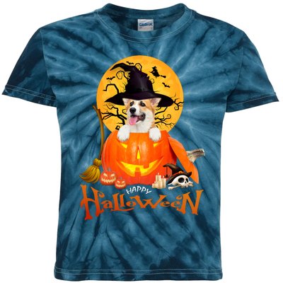 Funny Corgi Dog Spooky Halloween Kids Tie-Dye T-Shirt