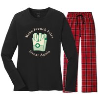 Funny Conservative Donald Trump Make French Fries Great Again Women's Long Sleeve Flannel Pajama Set 