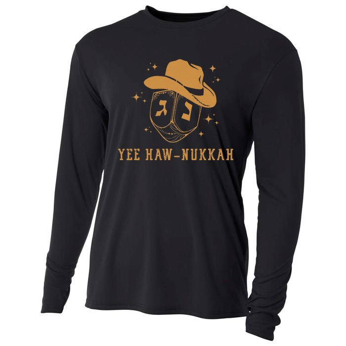 Funny Cowboy Dreidel Hanukkah Chanukah Yee Haw Nukkah Cooling Performance Long Sleeve Crew