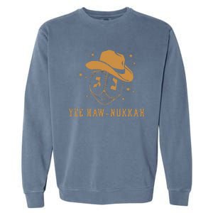 Funny Cowboy Dreidel Hanukkah Chanukah Yee Haw Nukkah Garment-Dyed Sweatshirt