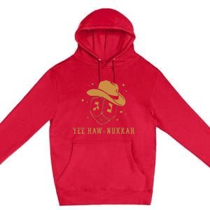 Funny Cowboy Dreidel Hanukkah Chanukah Yee Haw Nukkah Premium Pullover Hoodie