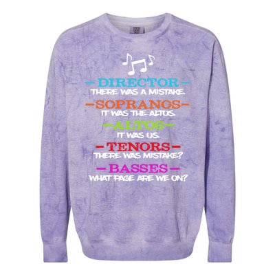 Funny Choir Director Soprano Alto Tenor Bass Show Choir Joke Colorblast Crewneck Sweatshirt