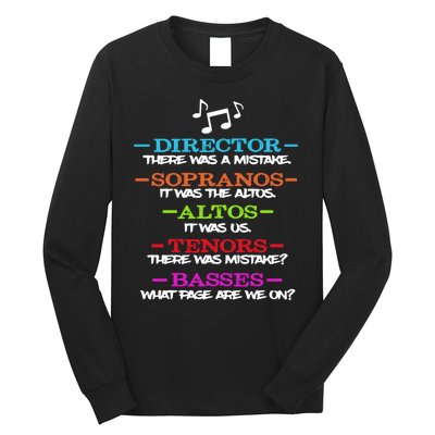 Funny Choir Director Soprano Alto Tenor Bass Show Choir Joke Long Sleeve Shirt