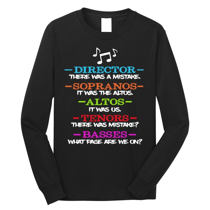 Funny Choir Director Soprano Alto Tenor Bass Show Choir Joke Long Sleeve Shirt