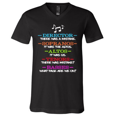 Funny Choir Director Soprano Alto Tenor Bass Show Choir Joke V-Neck T-Shirt