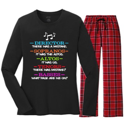 Funny Choir Director Soprano Alto Tenor Bass Show Choir Joke Women's Long Sleeve Flannel Pajama Set 