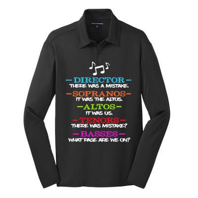 Funny Choir Director Soprano Alto Tenor Bass Show Choir Joke Silk Touch Performance Long Sleeve Polo