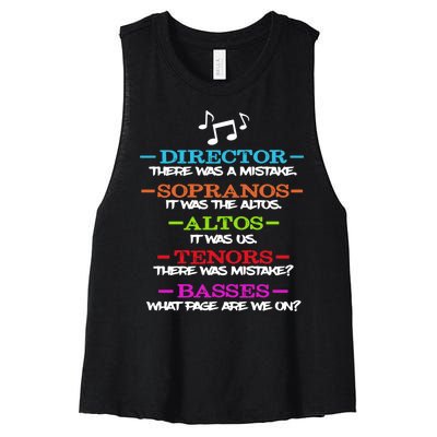 Funny Choir Director Soprano Alto Tenor Bass Show Choir Joke Women's Racerback Cropped Tank