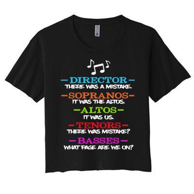 Funny Choir Director Soprano Alto Tenor Bass Show Choir Joke Women's Crop Top Tee