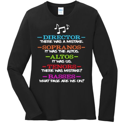 Funny Choir Director Soprano Alto Tenor Bass Show Choir Joke Ladies Long Sleeve Shirt