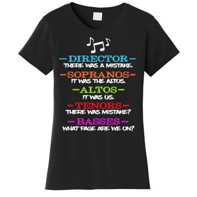 Funny Choir Director Soprano Alto Tenor Bass Show Choir Joke Women's T-Shirt