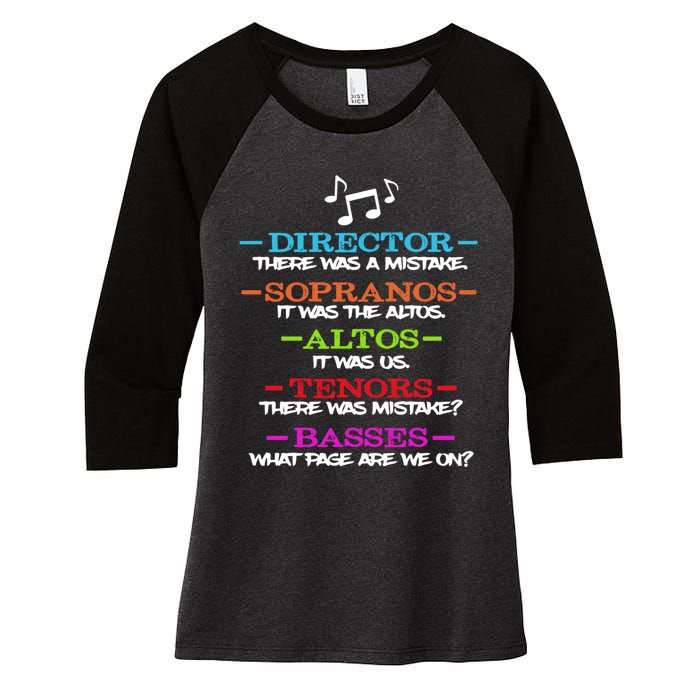 Funny Choir Director Soprano Alto Tenor Bass Show Choir Joke Women's Tri-Blend 3/4-Sleeve Raglan Shirt