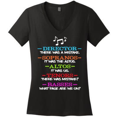 Funny Choir Director Soprano Alto Tenor Bass Show Choir Joke Women's V-Neck T-Shirt