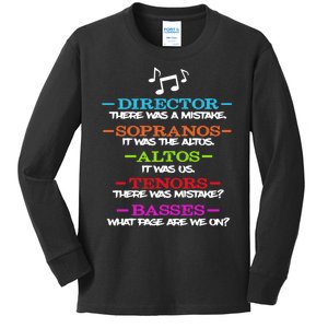 Funny Choir Director Soprano Alto Tenor Bass Show Choir Joke Kids Long Sleeve Shirt