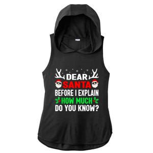 Funny Christmas Dear Santa I Can Explain Ladies PosiCharge Tri-Blend Wicking Draft Hoodie Tank