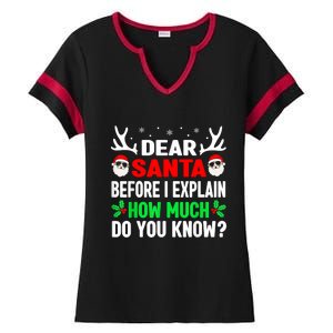 Funny Christmas Dear Santa I Can Explain Ladies Halftime Notch Neck Tee