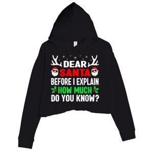 Funny Christmas Dear Santa I Can Explain Crop Fleece Hoodie