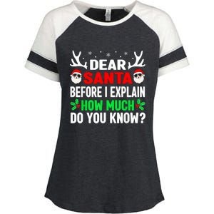 Funny Christmas Dear Santa I Can Explain Enza Ladies Jersey Colorblock Tee