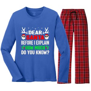 Funny Christmas Dear Santa I Can Explain Women's Long Sleeve Flannel Pajama Set 