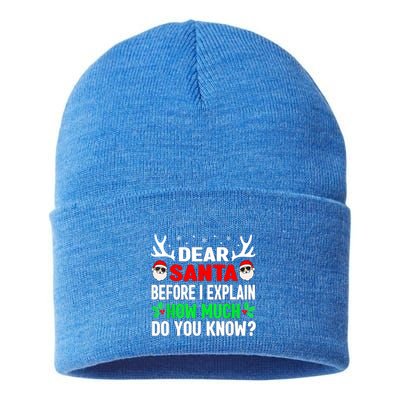 Funny Christmas Dear Santa I Can Explain Sustainable Knit Beanie