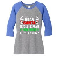 Funny Christmas Dear Santa I Can Explain Women's Tri-Blend 3/4-Sleeve Raglan Shirt