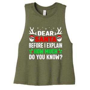 Funny Christmas Dear Santa I Can Explain Women's Racerback Cropped Tank