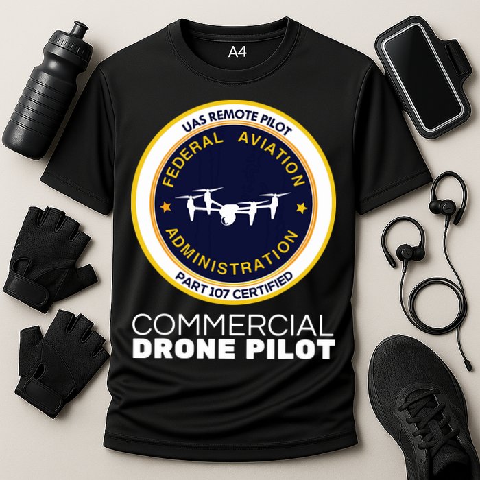 FAA Commercial Drone Pilot Cooling Performance Crew T-Shirt