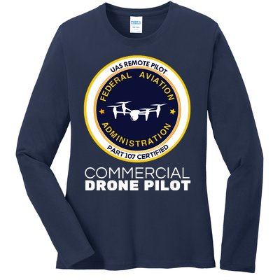 FAA Commercial Drone Pilot Ladies Long Sleeve Shirt