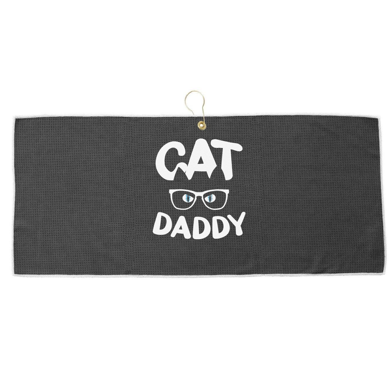 Funny Cat Dad Funny Sunglasses Cat Lover Fathers Day Large Microfiber Waffle Golf Towel