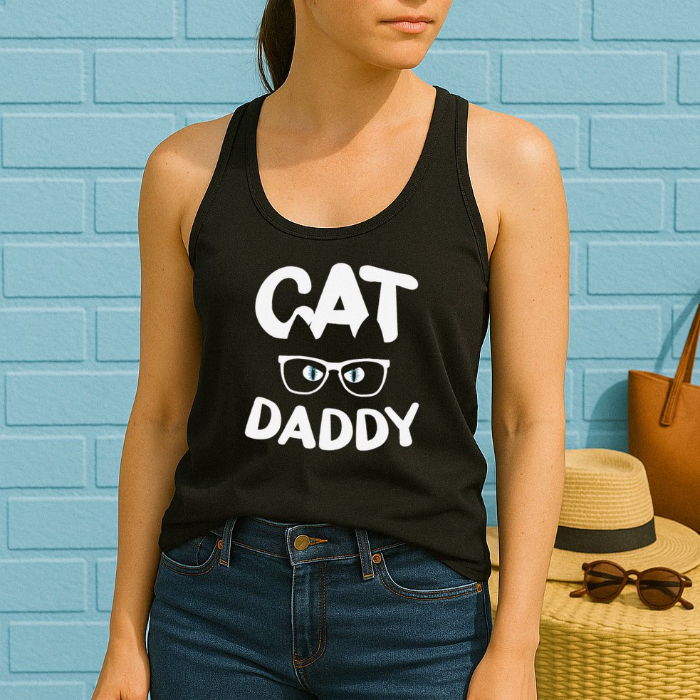 Funny Cat Dad Funny Sunglasses Cat Lover Fathers Day Womens Tank Top