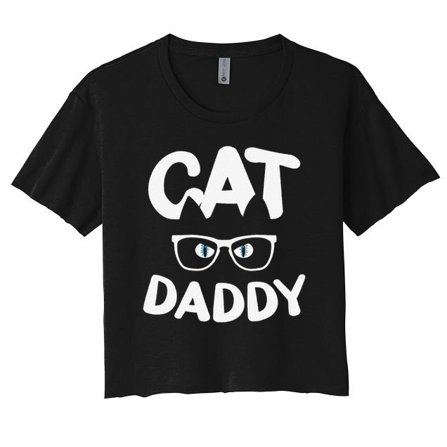 Funny Cat Dad Funny Sunglasses Cat Lover Fathers Day Women's Crop Top Tee