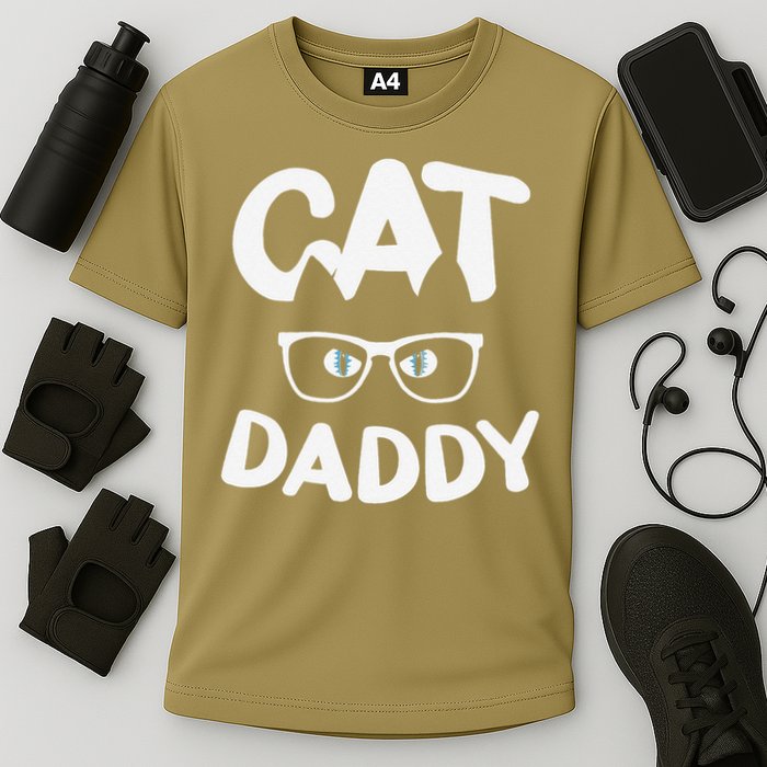 Funny Cat Dad Funny Sunglasses Cat Lover Fathers Day Cooling Performance Crew T-Shirt
