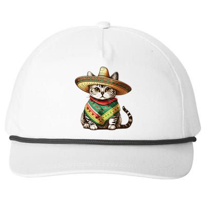 Funny Cinco De Mayo Cute Mexican Cat Snapback Five-Panel Rope Hat