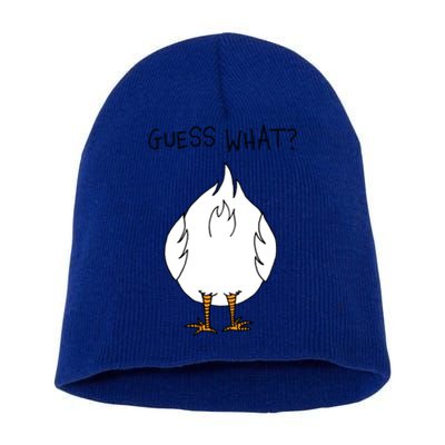 Funny Corny Dad Joke Design Guess What Chicken Butt Gift Short Acrylic Beanie