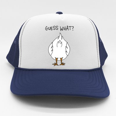 Funny Corny Dad Joke Design Guess What Chicken Butt Gift Trucker Hat