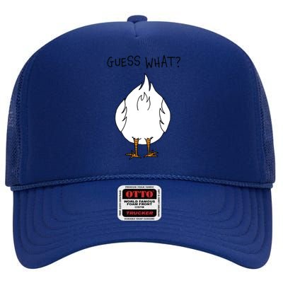 Funny Corny Dad Joke Design Guess What Chicken Butt Gift High Crown Mesh Back Trucker Hat