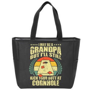 Funny Cornhole Design For Men Grandpa Sack Toss Game Lovers Zip Tote Bag